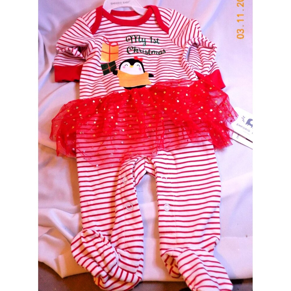 New baby girl My First Christmas outfit newborn 0-3 month